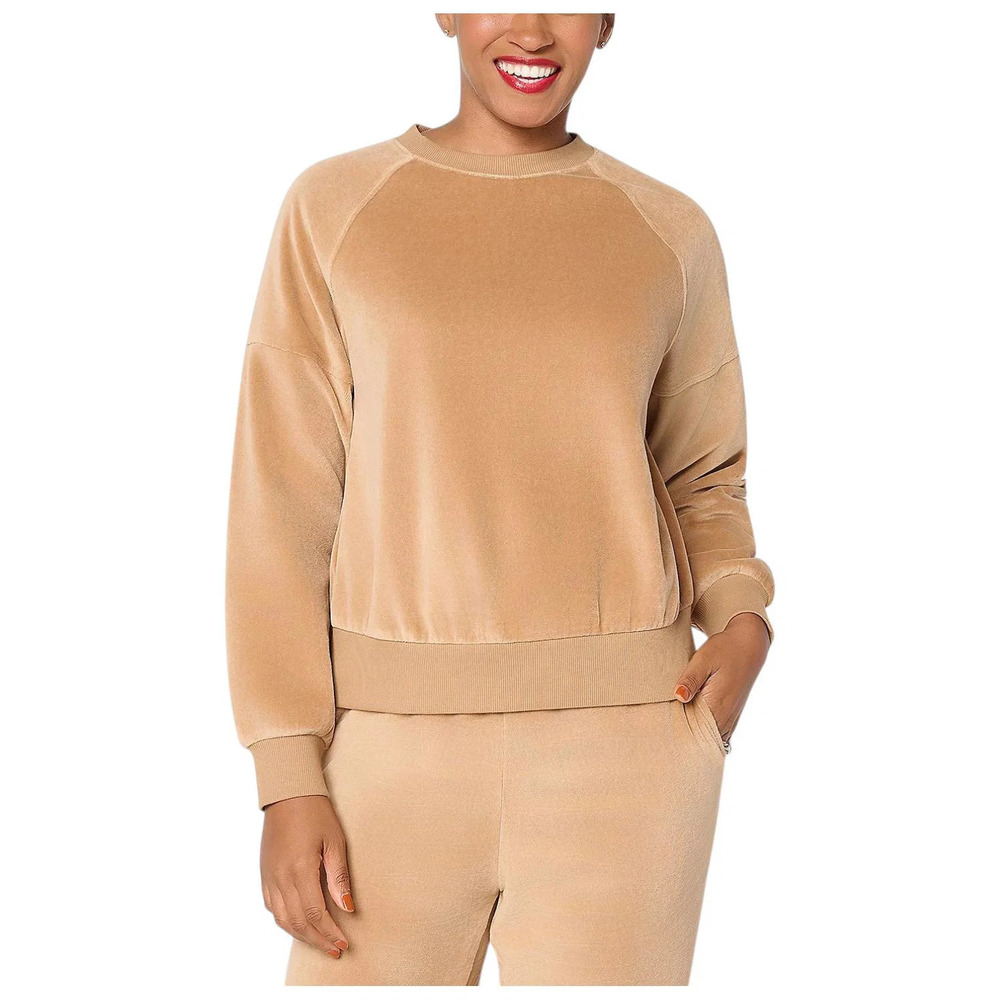 Martha Stewart Women's Signature Velour Raglan Slv Pullover Burro - Regular